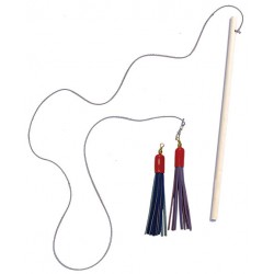 Wooden Dowel Rod with 2 Leather Tassel Attachments!