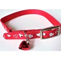 Hearts Reflective Safety Collar - Red