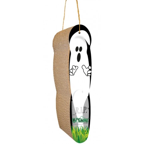 Boo! This spooky scratcher is purrfect for Halloween!